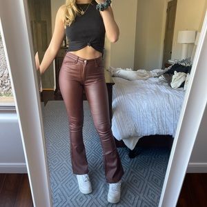 edikted faux leather brown pants